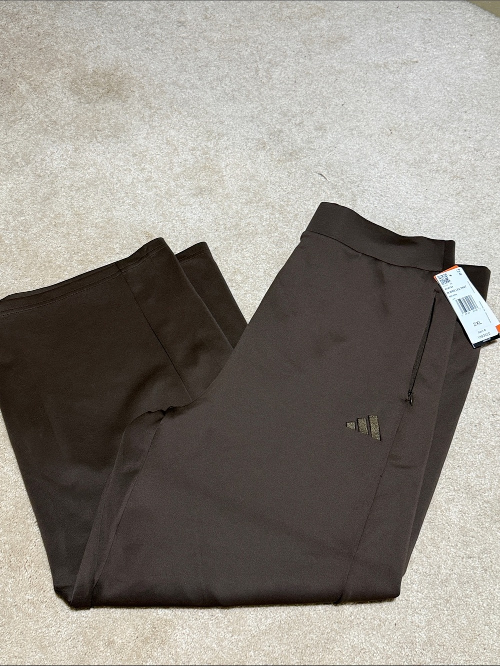 Adidas Brown wide leg pants with Zip Pockets